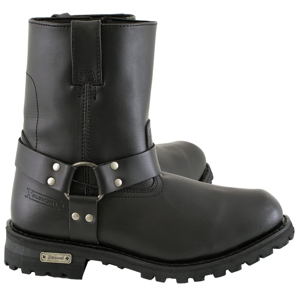 Xelement 1502 Men's Killa Black Leather Zippered Harness Motorcycle Boots